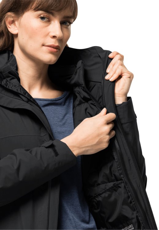 Black Brand Jack Wolfskin Feldberg 3in1 Jacket W Hot