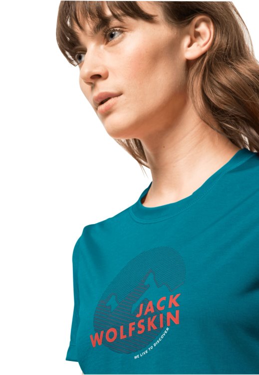 Brand Jack Wolfskin Freshwater Blue Hiking S/s Graphic T W New