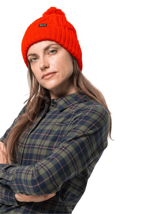 Brand Jack Wolfskin Collections Stormlock Pompom Beanie Flashing Red
