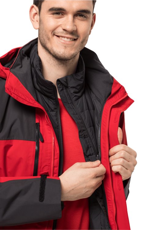 Jasper 3in1 Jacket M Adrenaline Red Brand Jack Wolfskin New