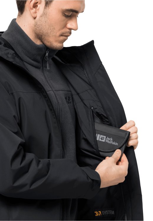 Black Taubenberg 3in1 Jacket M Origin Brand Jack Wolfskin