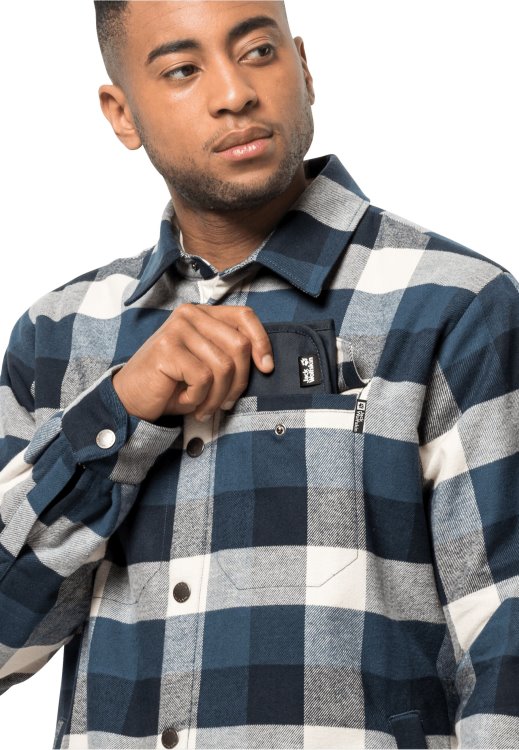 Thunder Blue Checks Hot Brand Jack Wolfskin Felsenweg Ins Shirt M