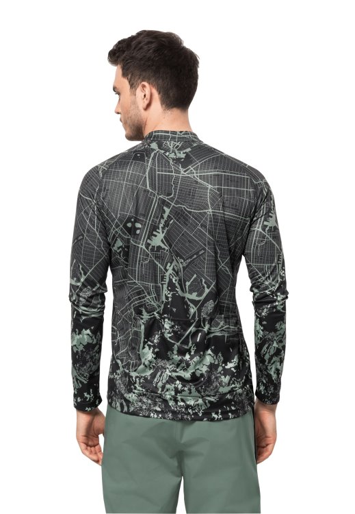 Brand Jack Wolfskin Morobbia L/s Printed M Hedge Green Allover New