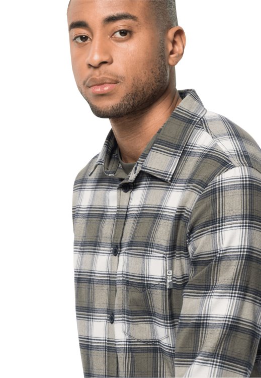 Dusty Olive Checks Brand Jack Wolfskin Wanderweg Shirt M Collections