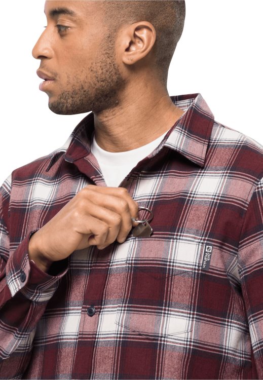 Cordovan Red Checks Wanderweg Shirt M Brands Brand Jack Wolfskin