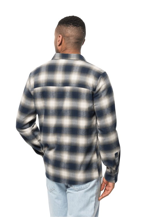 New Brand Jack Wolfskin Wanderweg Shirt M Night Blue Checks
