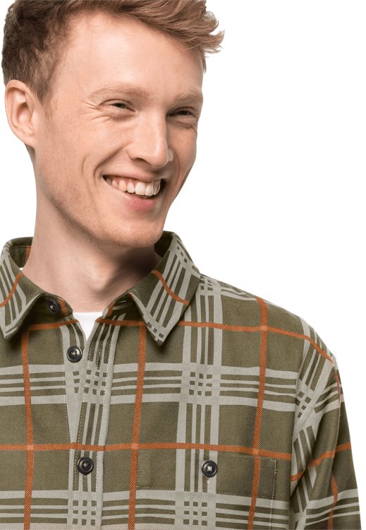 Fashion Dusty Olive Checks Brand Jack Wolfskin Cabin View Shirt M