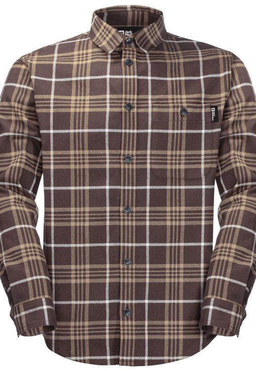 Cabin View Shirt M Dark Oak Checks Brand Jack Wolfskin Origins