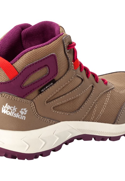 Brand Jack Wolfskin Brown-Pink Fashion Woodland Texapore Mid K