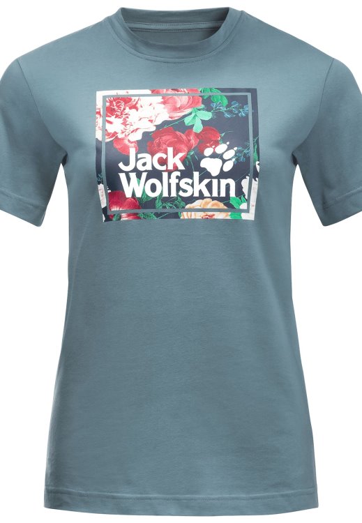 Flower Logo T W Origin Brand Jack Wolfskin Teal Grey