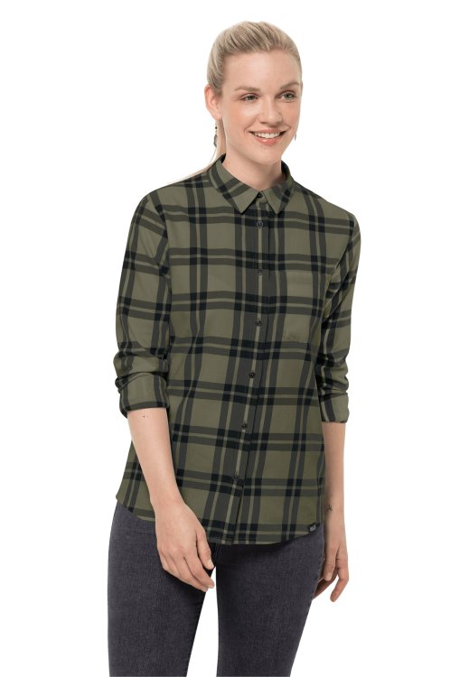 Dusty Olive Checks Passenger Shirt W Original Brand Jack Wolfskin