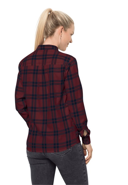 Fashion Brand Jack Wolfskin Passenger Shirt W Cordovan Red Checks
