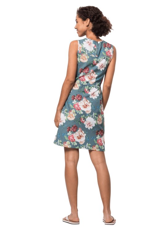 Brand Jack Wolfskin Original Tioga Road Flower Dress Teal Grey All Over