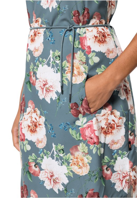 Brand Jack Wolfskin Original Tioga Road Flower Dress Teal Grey All Over