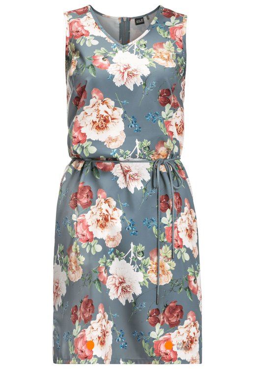 Brand Jack Wolfskin Original Tioga Road Flower Dress Teal Grey All Over