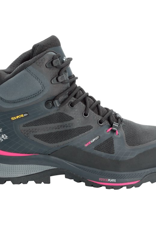 Black-Pink Fashion Force Trekker Texapore Mid W Brand Jack Wolfskin
