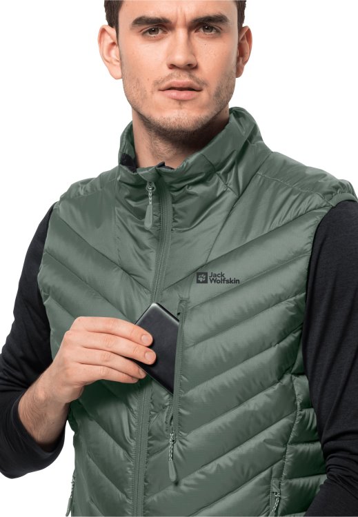 Fashion Brand Jack Wolfskin Passamani Down Vest M Hedge Green