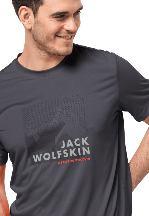 Original Ebony Brand Jack Wolfskin Hiking S/s Graphic T M