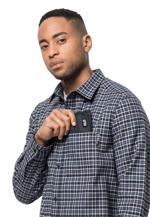 Night Blue Checks Bergweg Shirt M Brand Jack Wolfskin Collections