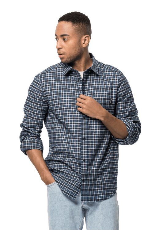 Night Blue Checks Bergweg Shirt M Brand Jack Wolfskin Collections
