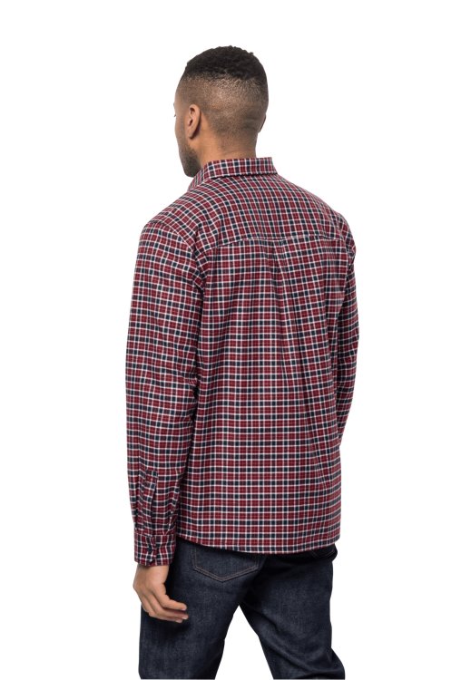 Brand Bergweg Shirt M Cordovan Red Checks Brand Jack Wolfskin