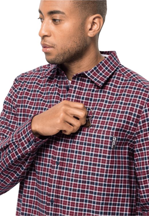 Brand Bergweg Shirt M Cordovan Red Checks Brand Jack Wolfskin