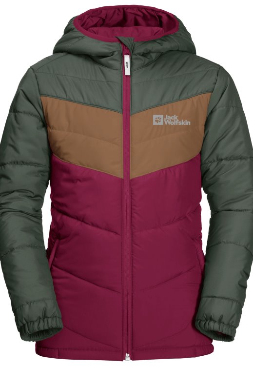 Dark Ruby Brand Jack Wolfskin Three Hills Jacket Kids New