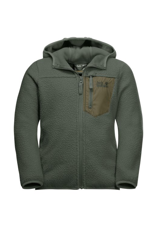 Fashion Ice Curl Hood Jacket K Thyme Green Brand Jack Wolfskin
