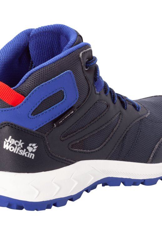 Woodland Texapore Mid K Best Night Blue-Red Brand Jack Wolfskin
