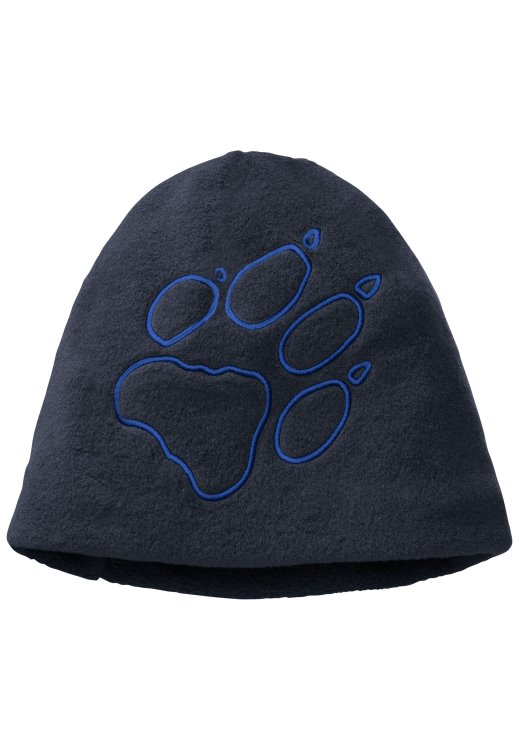 Night Blue Fashion Brand Jack Wolfskin Front Paw Beanie Kids