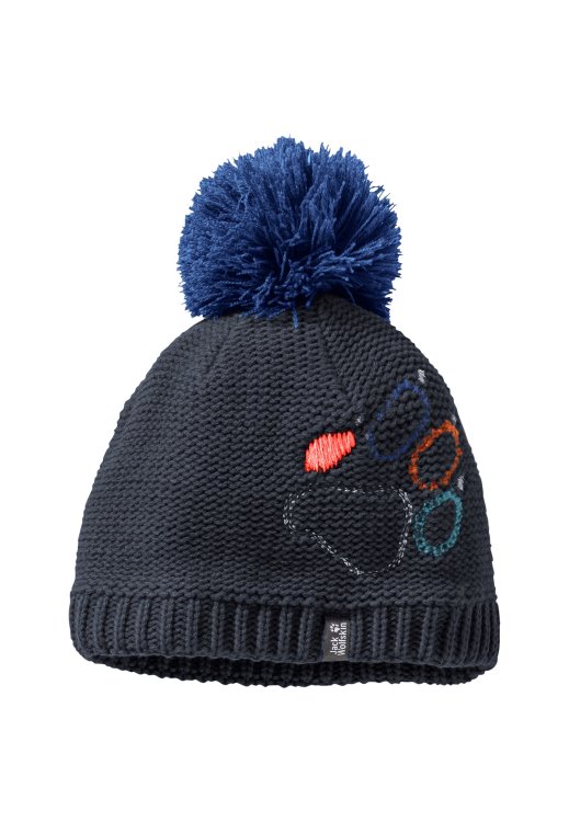 Night Blue Paw Knit Cap Kids Brand Jack Wolfskin Collections