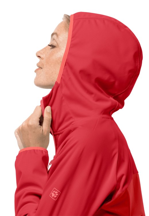 Fashion Bright Scarlet Brand Jack Wolfskin Go Hike Softshell W