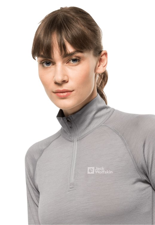 Alpspitze Wool L/s Hz W New Medium Grey Heather Brand Jack Wolfskin