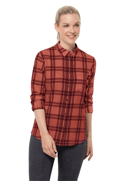 Autumn Red Checks New Passenger Shirt W Brand Jack Wolfskin