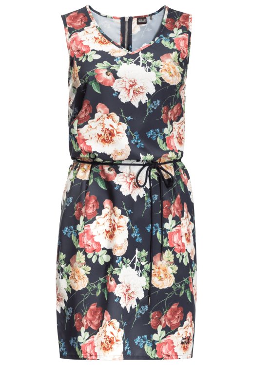 Origin Night Blue All Over Tioga Road Flower Dress Brand Jack Wolfskin
