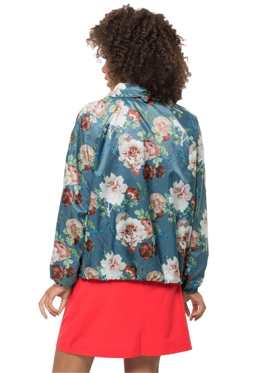 Flower Blouson W Hot Brand Jack Wolfskin Teal Grey All Over