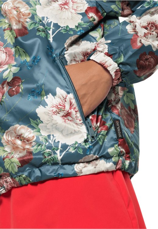 Flower Blouson W Hot Brand Jack Wolfskin Teal Grey All Over