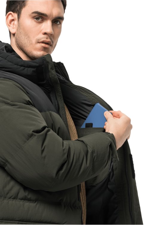 Alex Long Down Jacket M Brand Jack Wolfskin Antique Green