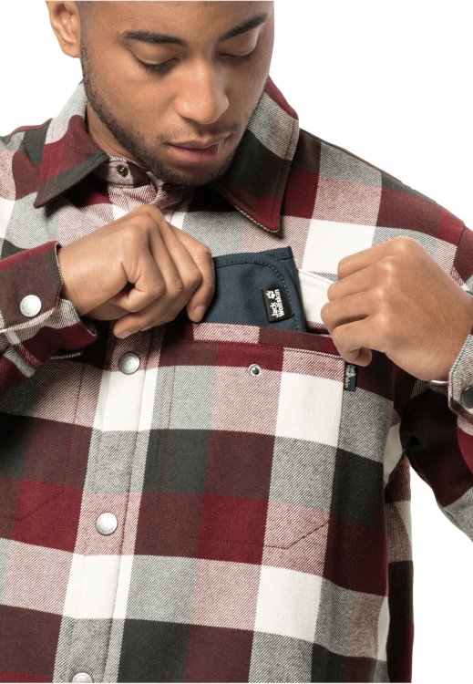 Origin Felsenweg Ins Shirt M Cordovan Red Checks Brand Jack Wolfskin