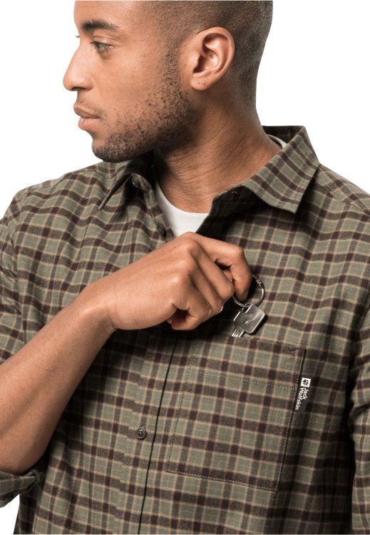 Brand Jack Wolfskin Bergweg Shirt M Dusty Olive Checks Collection