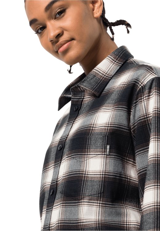 Dark Oak Checks Brands Wanderweg Shirt M Brand Jack Wolfskin