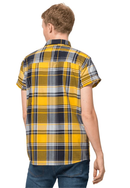 Original Burly Yellow Xt Checks Little Lake Shirt M Brand Jack Wolfskin