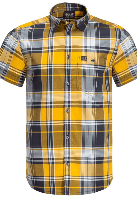 Original Burly Yellow Xt Checks Little Lake Shirt M Brand Jack Wolfskin