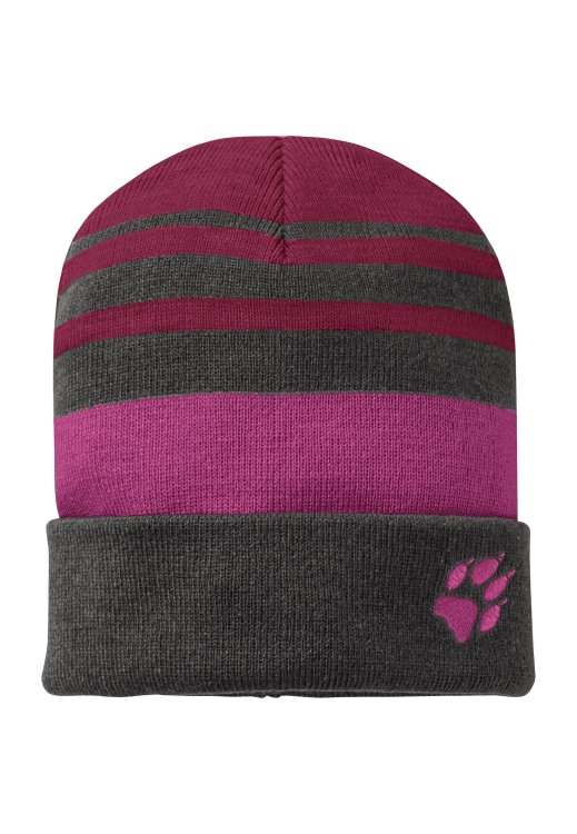 Fashion Dark Ruby Brand Jack Wolfskin Stripy Knit Cap K