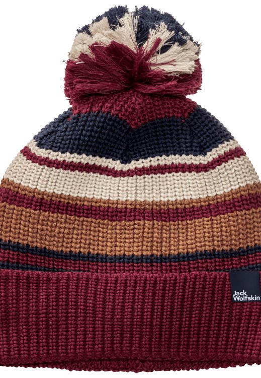 Collection Brand Jack Wolfskin Pompom Beanie Kids Dark Ruby