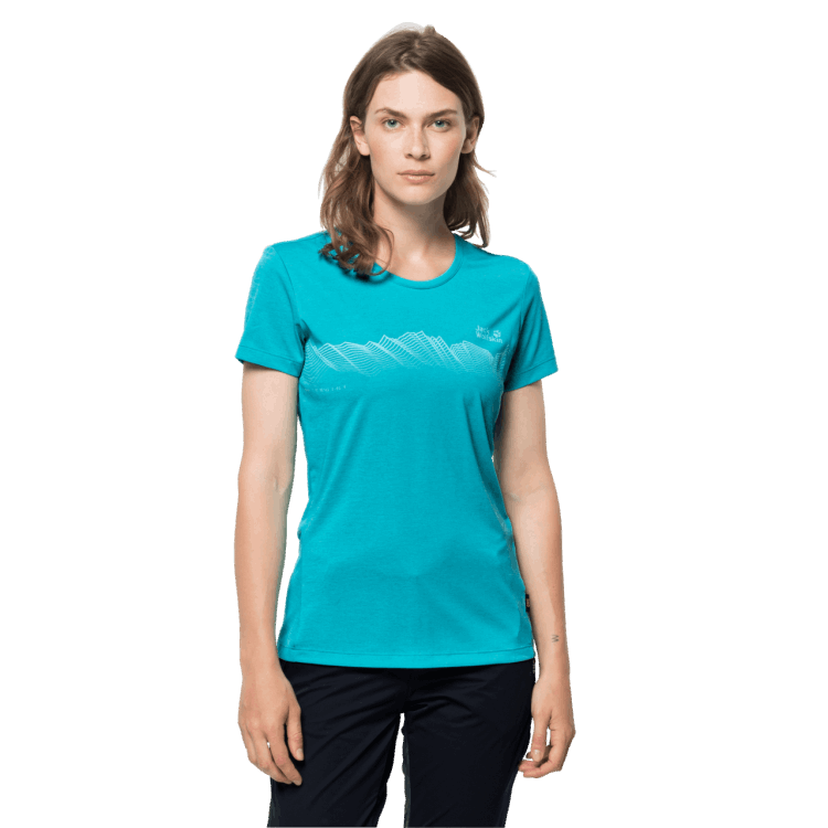 Women's Crosstrail Graphic T Dark Aqua Brand Jack Wolfskin