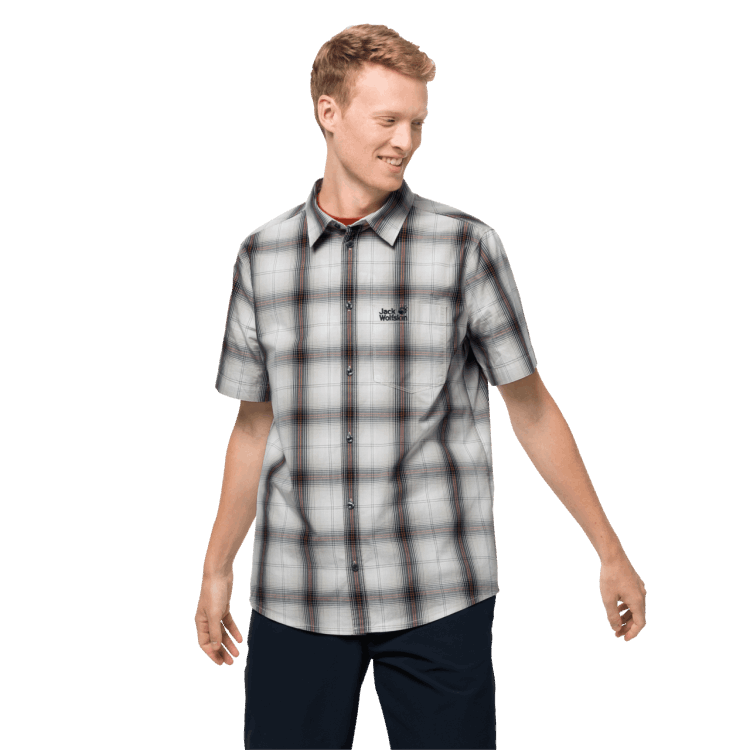 New Brand Jack Wolfskin Men's Hot Chili Shirt Dusty Grey Checks