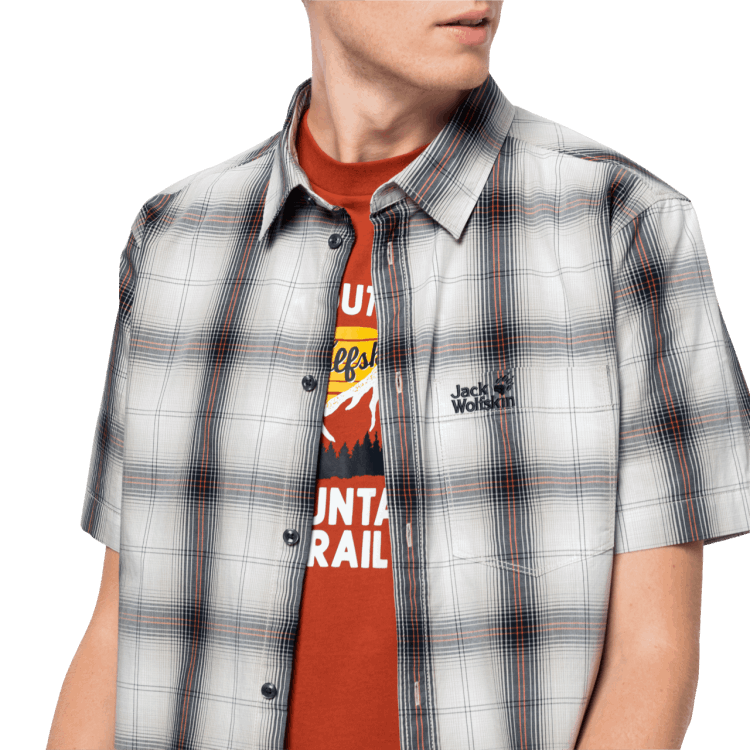 New Brand Jack Wolfskin Men's Hot Chili Shirt Dusty Grey Checks