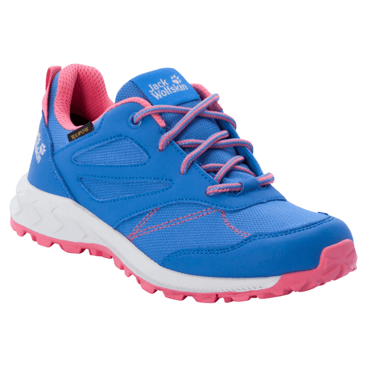 Brand Jack Wolfskin Kid's Woodland Texapore Low Hot Blue-Coral