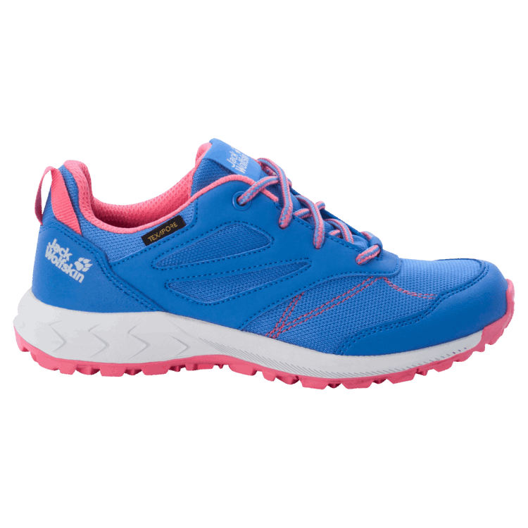 Brand Jack Wolfskin Kid's Woodland Texapore Low Hot Blue-Coral